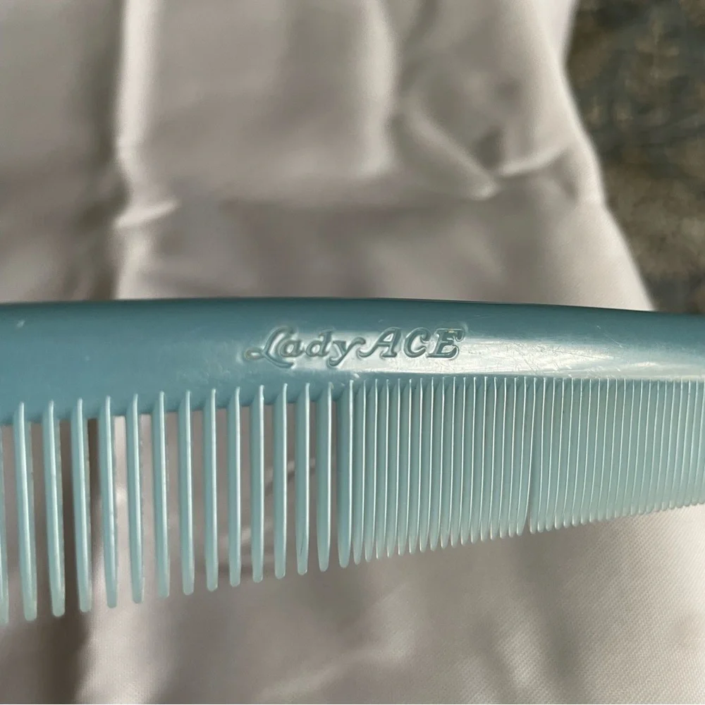 2 Vintage Lady Ace All Purpose Teal Comb And Black Pick Comb Plastic Made In USA
